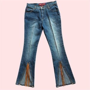 Y2K YMI Suede Fringe Flare Jeans